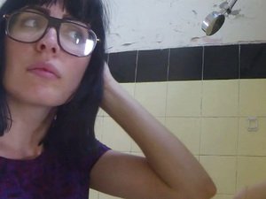 Marina masturbates in the bathroom